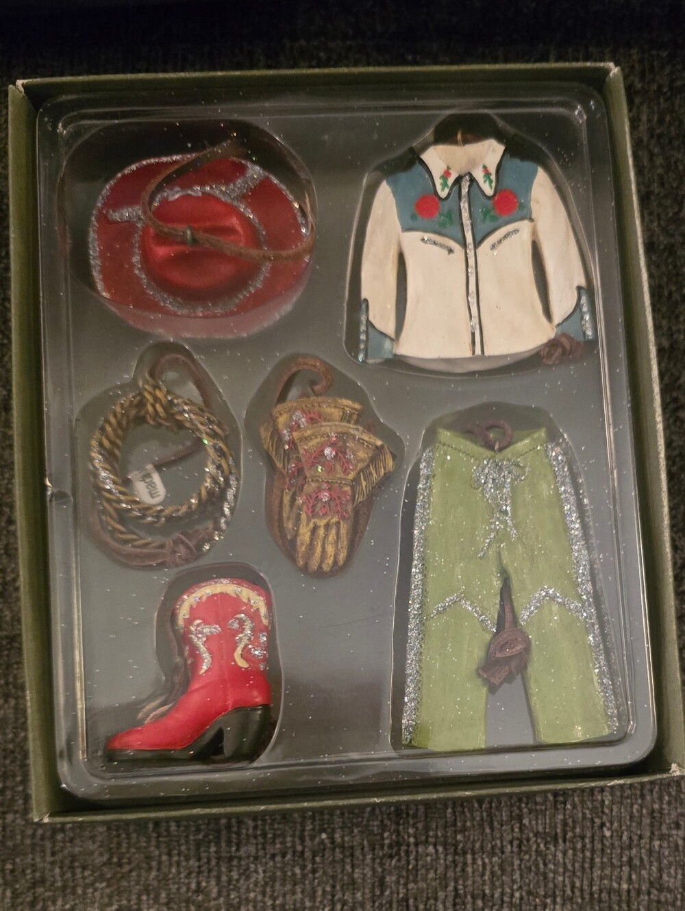 VNT Seasons of Cannon Falls Western Christmas Ornament Box Set Cowboy 2008 EVC